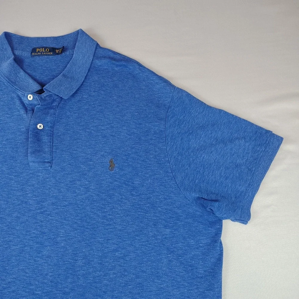 Polo Ralph Lauren Mens 3XB Blue Heather Classic Golf Polo Shirt Big & Tall